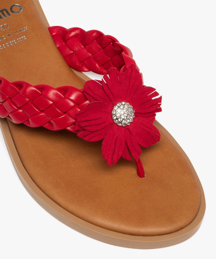 Pediconfort Mules Femme à Scratch Fleur Fantaisie – Confort Large, Talon 3 Cm, Cuir Dessus Et Doublure