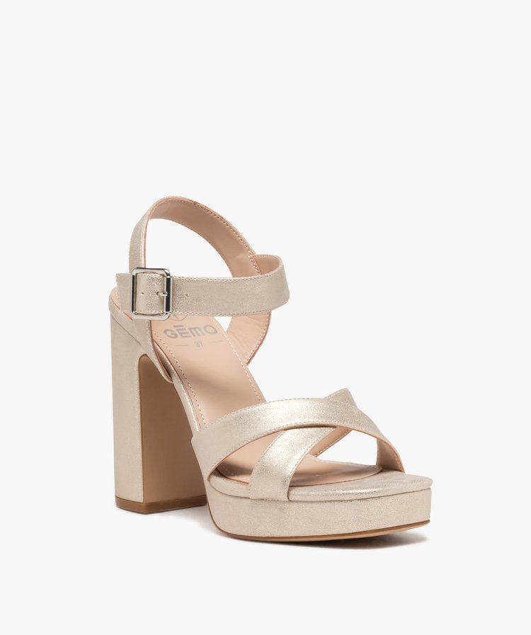 Sandales Femme à Talon Carré Andrés Machado AM5684 - Simili Cuir, Brides Entrelacées, Talon 7 Ou 9 Cm