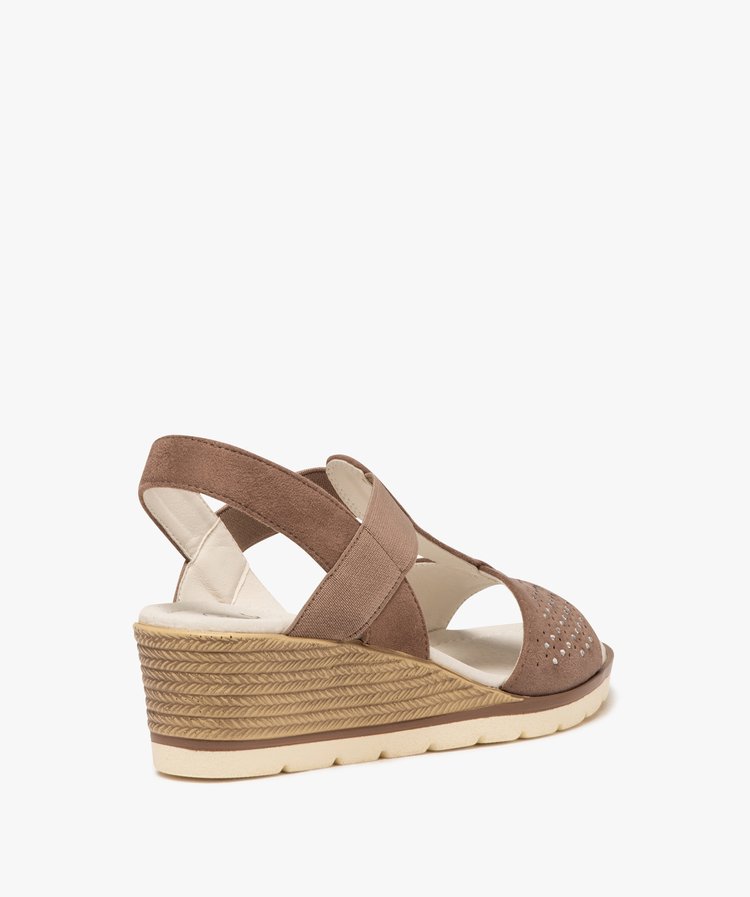 Sandales Compensées Femme Argent/marron - Taille 39 - Cuir - Occasion