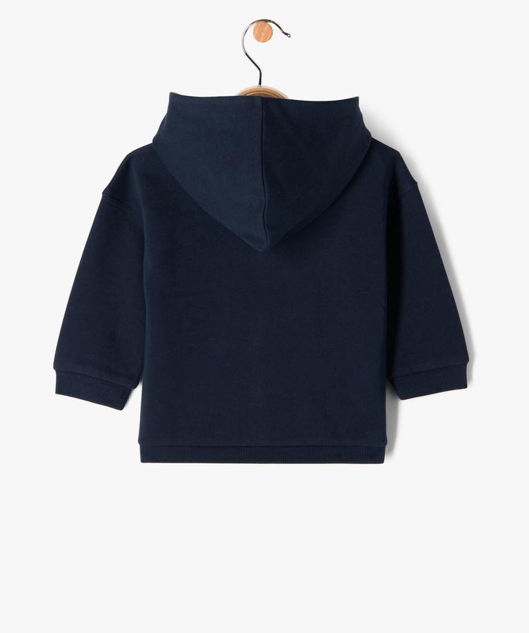 Sweat à capuche zippé molleton bleu bébé garçon | Okaïdi & Obaïbi Sweat à capuche zippé molleton bleu bébé garçon | Okaïdi & Obaïbi