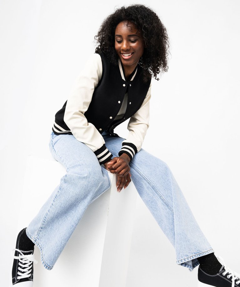 Veste Bomber Style Collège ONLY - Taille S, Noir - Occasion En Très Bon état