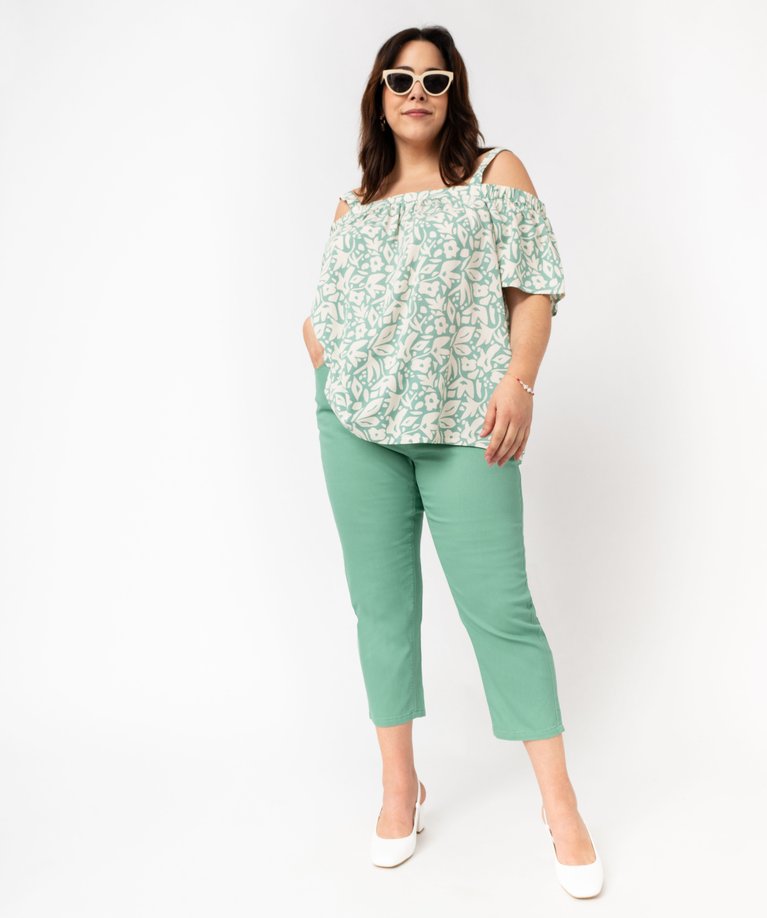 Haut Bardot New Look Taille 10 Bleu - Top Manches 3/4 En Polyester Neuf Sans étiquettes