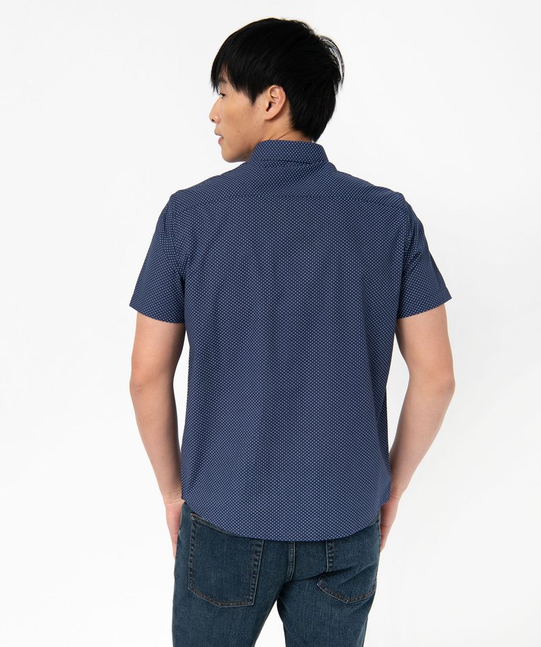 Chemise manches courtes et col cubain en viscose à motif pa... noir