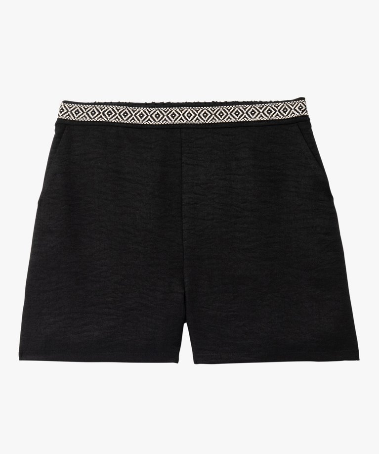 Short Femme Camaïeu Taille 40 - Motif Ethnique Noir Et Blanc - Vintage Très Bon État
